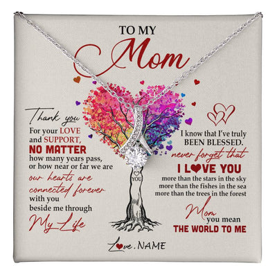 Alluring Beauty Necklace 14K White Gold Finish | 1 | Personalized To My Mom Necklace From Daughter Son Never Forget That I Love You You Mean The World Mom Birthday Mothers Day Christmas Customized Gift Box Message Card | teecentury