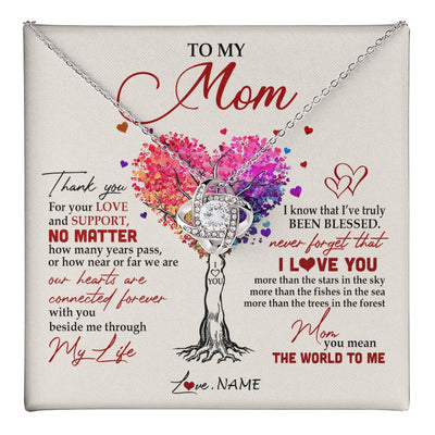 Love Knot Necklace 14K White Gold Finish | 1 | Personalized To My Mom Necklace From Daughter Son Never Forget That I Love You You Mean The World Mom Birthday Mothers Day Christmas Customized Gift Box Message Card | teecentury