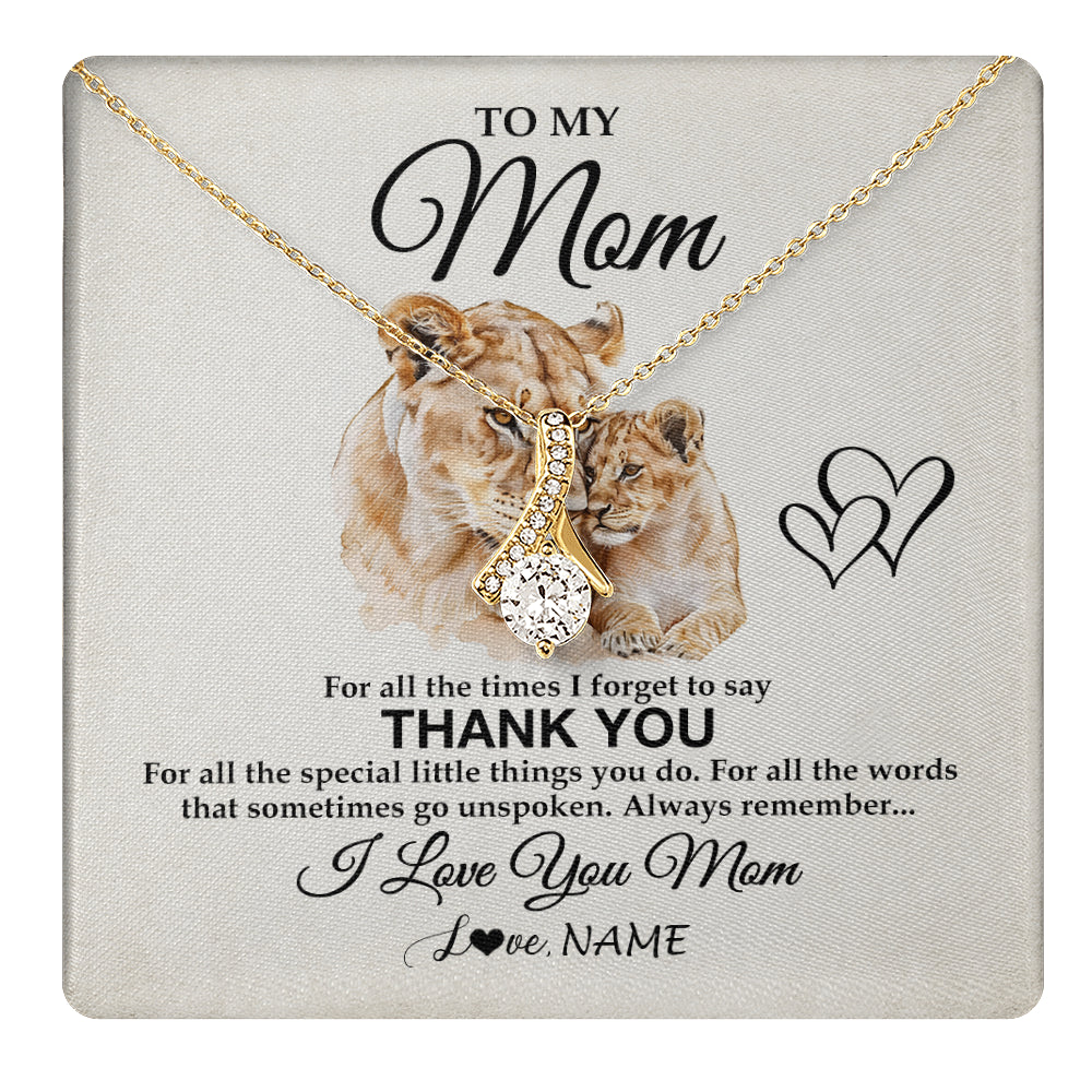 Alluring Beauty Necklace 18K Yellow Gold Finish | 1 | Personalized To My Mom Necklace From Daughter Son Thank You Lion Mom Gift For Mothers Day Birthday Gift Christmas For Mom Customized Gift Box Message Card | teecentury