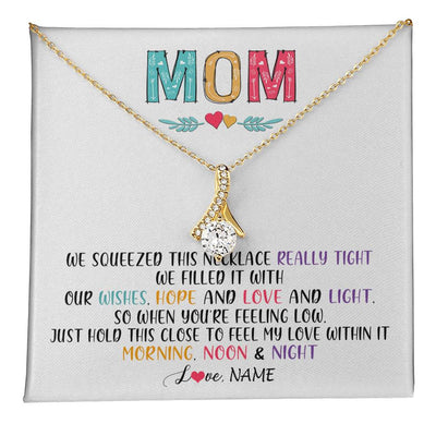 Alluring Beauty Necklace 18K Yellow Gold Finish | 1 | Personalized To My Mom Necklace From Daughter Son We Squeezed This Necklace Mom Birthday Mothers Day Christmas Jewelry Customized Gift Box Message Card | teecentury