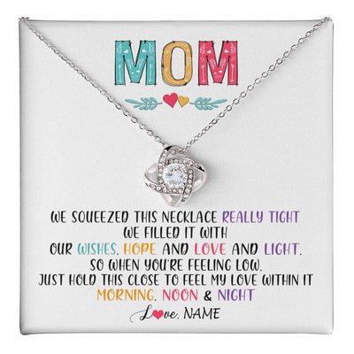 Love Knot Necklace 14K White Gold Finish | 1 | Personalized To My Mom Necklace From Daughter Son We Squeezed This Necklace Mom Birthday Mothers Day Christmas Jewelry Customized Gift Box Message Card | teecentury