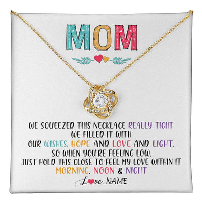 Love Knot Necklace 18K Yellow Gold Finish | 1 | Personalized To My Mom Necklace From Daughter Son We Squeezed This Necklace Mom Birthday Mothers Day Christmas Jewelry Customized Gift Box Message Card | teecentury