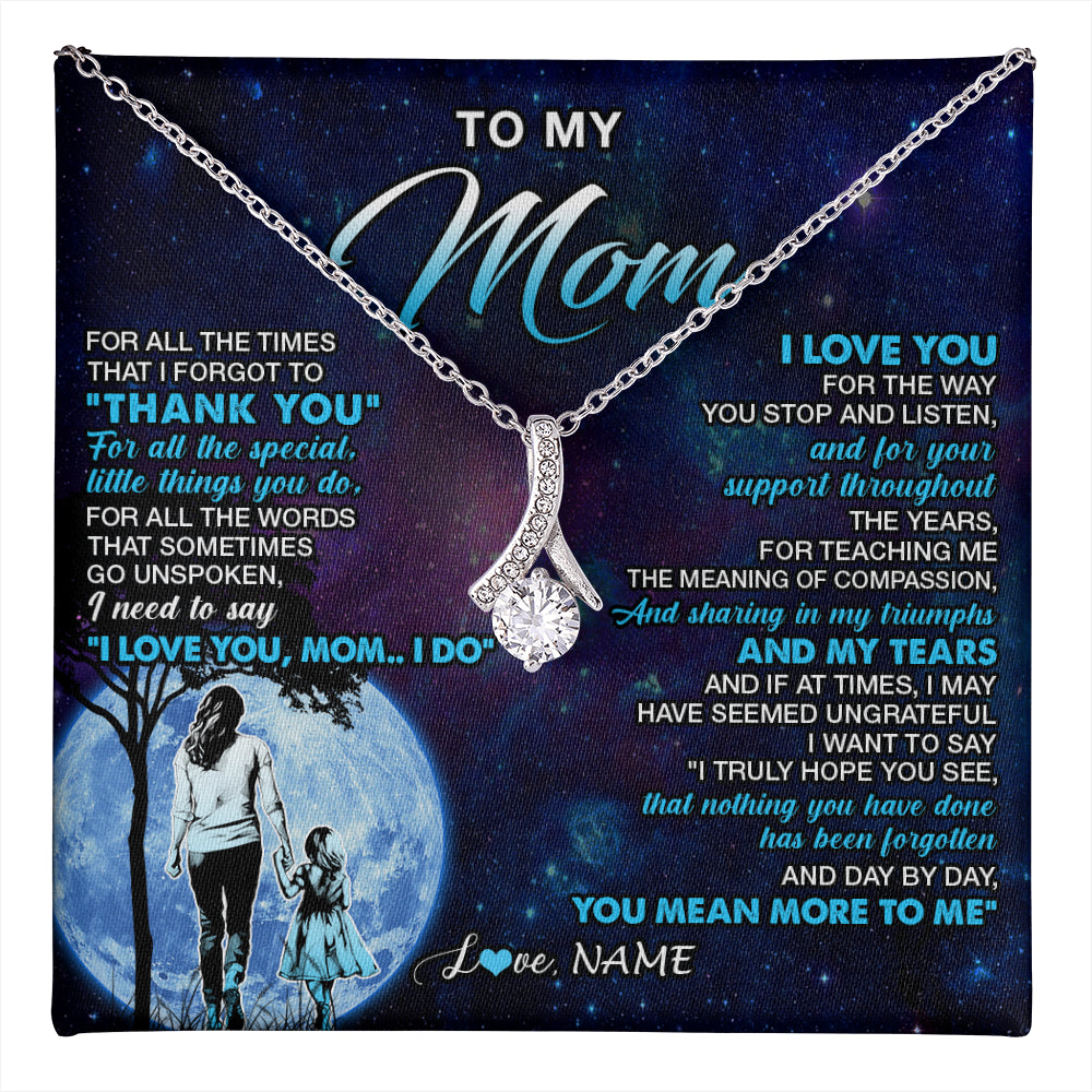 Alluring Beauty Necklace 14K White Gold Finish | 1 | Personalized To My Mom Necklace From Daughter Thank You Day By Day Mom Birthday Gifts Mothers Day Christmas Customized Gift Box Message Card | teecentury