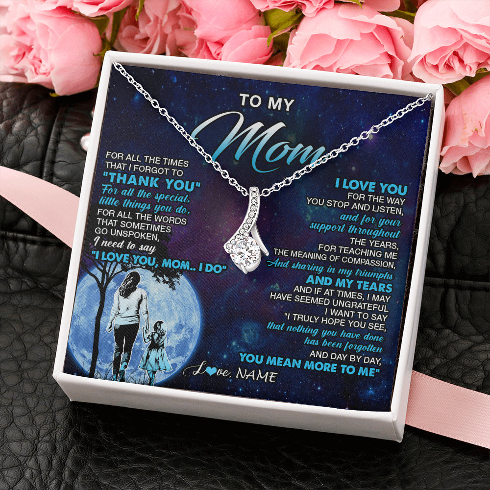 Alluring Beauty Necklace 14K White Gold Finish | 2 | Personalized To My Mom Necklace From Daughter Thank You Day By Day Mom Birthday Gifts Mothers Day Christmas Customized Gift Box Message Card | teecentury