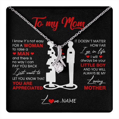 Alluring Beauty Necklace 14K White Gold Finish | 1 | Personalized To My Mom Necklace From Son Little Son Always Be My Loving Mother Birthday Mothers Day Christmas Pendant Jewelry Customized Gift Box Message Card | teecentury