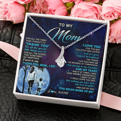 Alluring Beauty Necklace 14K White Gold Finish | 2 | Personalized To My Mom Necklace From Son Thank You Day By Day Mom Birthday Gifts Mothers Day Christmas Customized Gift Box Message Card | teecentury
