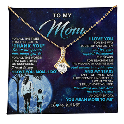 Alluring Beauty Necklace 18K Yellow Gold Finish | 1 | Personalized To My Mom Necklace From Son Thank You Day By Day Mom Birthday Gifts Mothers Day Christmas Customized Gift Box Message Card | teecentury