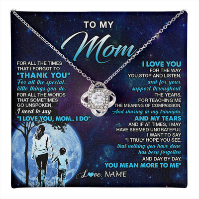 Love Knot Necklace 14K White Gold Finish | 1 | Personalized To My Mom Necklace From Son Thank You Day By Day Mom Birthday Gifts Mothers Day Christmas Customized Gift Box Message Card | teecentury