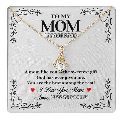 Alluring Beauty Necklace 18K Yellow Gold Finish | 1 | Personalized To My Mom Necklace Gifts From Daughter Son You Are The Sweetest Gift God Gave Me Mom Birthday Mothers Day Christmas Custom Gift Box Message Card | https://teecentury.