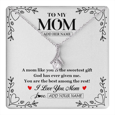 Alluring Beauty Necklace 14K White Gold Finish | 1 | Personalized To My Mom Necklace Gifts From Daughter Son You Are The Sweetest Gift God Gave Me Mom Birthday Mothers Day Christmas Custom Gift Box Message Card | https://teecentury.