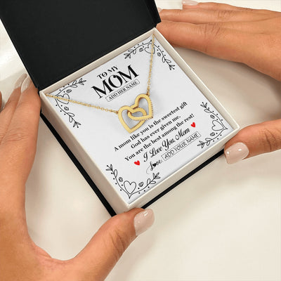 Interlocking Hearts Necklace 18K Yellow Gold Finish | 2 | Personalized To My Mom Necklace Gifts From Daughter Son You Are The Sweetest Gift God Gave Me Mom Birthday Mothers Day Christmas Custom Gift Box Message Card | https://teecentury.