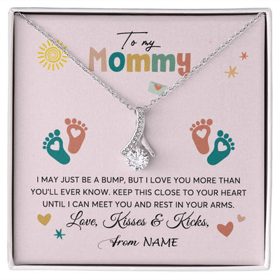 Alluring Beauty Necklace | Personalized To My Mommy From Your Tummy Necklace Unborn Baby Bump Expecting Mom Mommy Pregnant Wife New Mom Mothers Day Customized Gift Box Message Card | teecentury