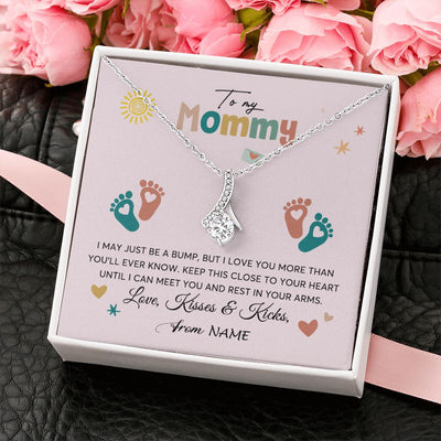 Alluring Beauty Necklace | Personalized To My Mommy From Your Tummy Necklace Unborn Baby Bump Expecting Mom Mommy Pregnant Wife New Mom Mothers Day Customized Gift Box Message Card | teecentury