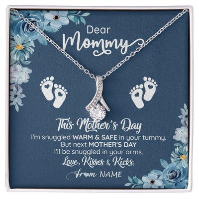 Alluring Beauty Necklace | Personalized To My Mommy From Your Tummy Necklace Unborn Baby Bump Expecting Mom Pregnant Wife New Mom Mothers Day Customized Gift Box Message Card | teecentury