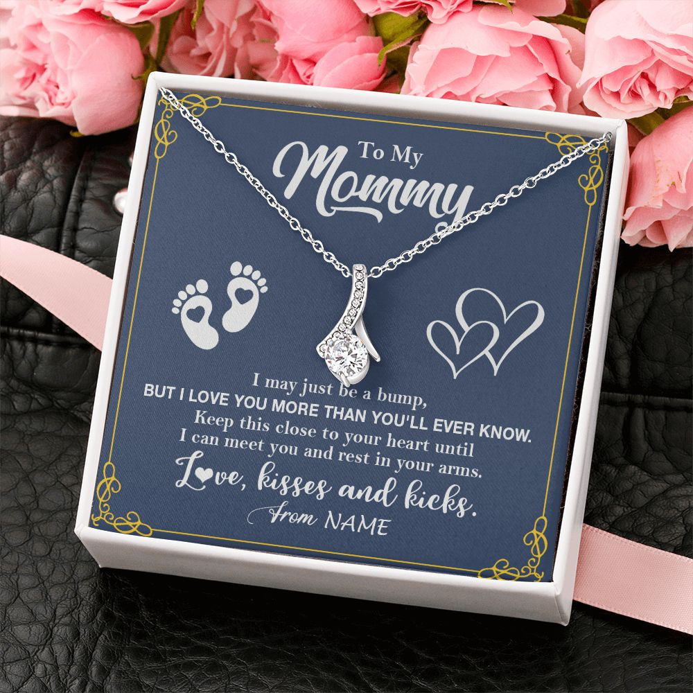 Alluring Beauty Necklace | Personalized To My Mommy From Your Tummy Necklace Unborn Baby Bump New Mom Mommy To Be Pregnant Wife First Time Mothers Day Customized Gift Box Message Card | teecentury