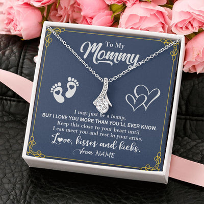Alluring Beauty Necklace | Personalized To My Mommy From Your Tummy Necklace Unborn Baby Bump New Mom Mommy To Be Pregnant Wife First Time Mothers Day Customized Gift Box Message Card | teecentury