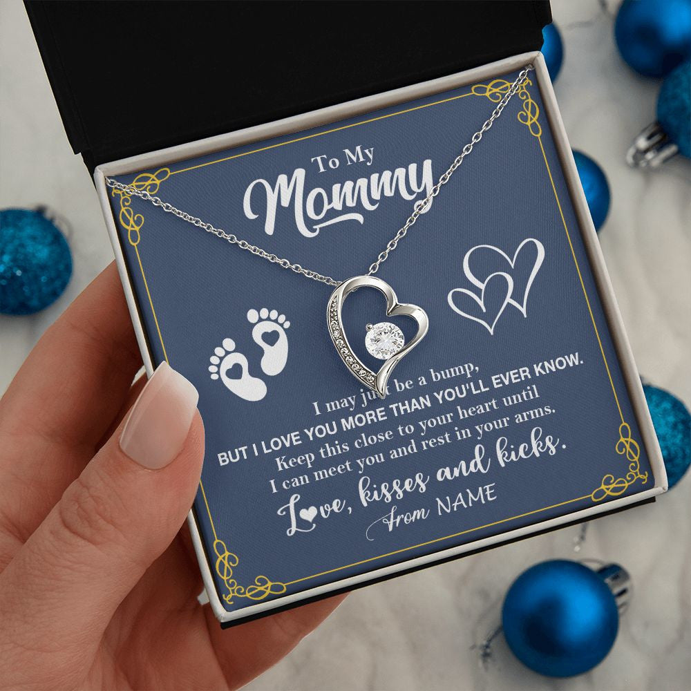 Forever Love Necklace | Personalized To My Mommy From Your Tummy Necklace Unborn Baby Bump New Mom Mommy To Be Pregnant Wife First Time Mothers Day Customized Gift Box Message Card | teecentury