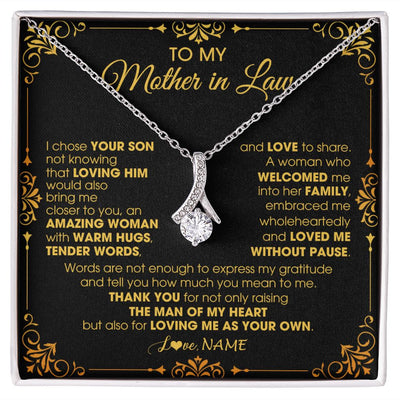 Alluring Beauty Necklace | Personalized To My Mother In Law Necklace From Daughter I Chose You Son Mother In Law Mothers Day Birthday Wedding Christmas Customized Gift Box Message Card | teecentury