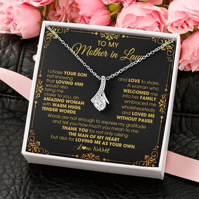 Alluring Beauty Necklace | Personalized To My Mother In Law Necklace From Daughter I Chose You Son Mother In Law Mothers Day Birthday Wedding Christmas Customized Gift Box Message Card | teecentury