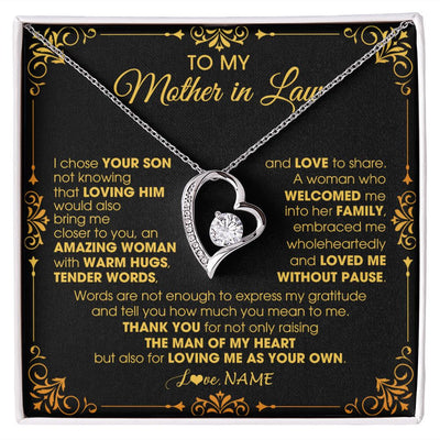 Forever Love Necklace | Personalized To My Mother In Law Necklace From Daughter I Chose You Son Mother In Law Mothers Day Birthday Wedding Christmas Customized Gift Box Message Card | teecentury