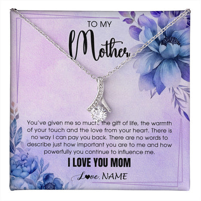 Alluring Beauty Necklace 14K White Gold Finish | 1 | Personalized To My Mother Necklace From Daughter Son I Love You Mom Birthday Gifts Mothers Day Thanksgiving Jewelry Christmas Customized Gift Box Message Card | teecentury