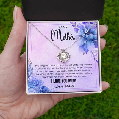 Love Knot Necklace 14K White Gold Finish | 2 | Personalized To My Mother Necklace From Daughter Son I Love You Mom Birthday Gifts Mothers Day Thanksgiving Jewelry Christmas Customized Gift Box Message Card | teecentury
