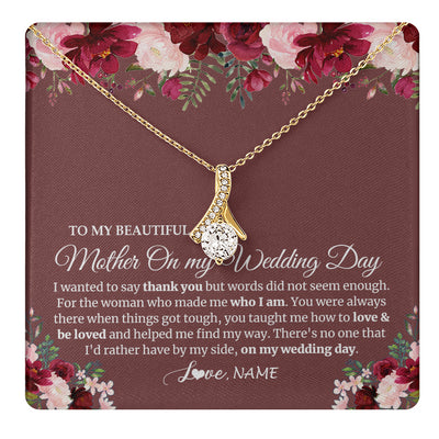 Alluring Beauty Necklace 18K Yellow Gold Finish | 1 | Personalized To My Mother On My Wedding Day Necklace From Daughter Bride To Mom I Wanted To Say Thank You Mother Jewelry Customized Gift Box Message Card | teecentury