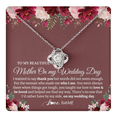 Love Knot Necklace 14K White Gold Finish | 1 | Personalized To My Mother On My Wedding Day Necklace From Daughter Bride To Mom I Wanted To Say Thank You Mother Jewelry Customized Gift Box Message Card | teecentury