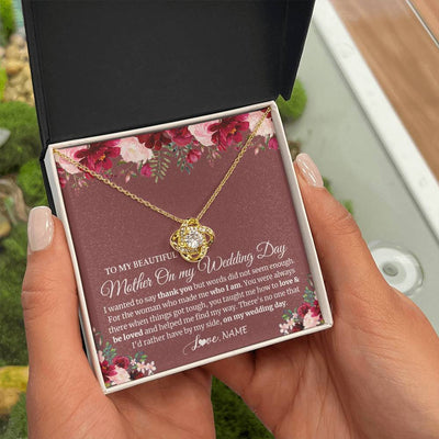 Love Knot Necklace 18K Yellow Gold Finish | 2 | Personalized To My Mother On My Wedding Day Necklace From Daughter Bride To Mom I Wanted To Say Thank You Mother Jewelry Customized Gift Box Message Card | teecentury