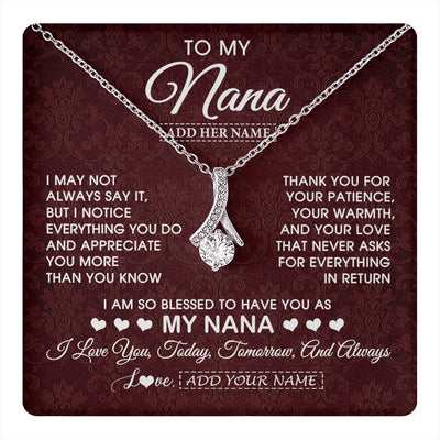 Alluring Beauty Necklace 14K White Gold Finish | 1 | Personalized To My Nana Gifts From Granddaughter Necklace Meaningful Jewelry Pendant Gifts For Nana Mothers Day Birthday Christmas Custom Gift Box Message Card | https://teecentury.