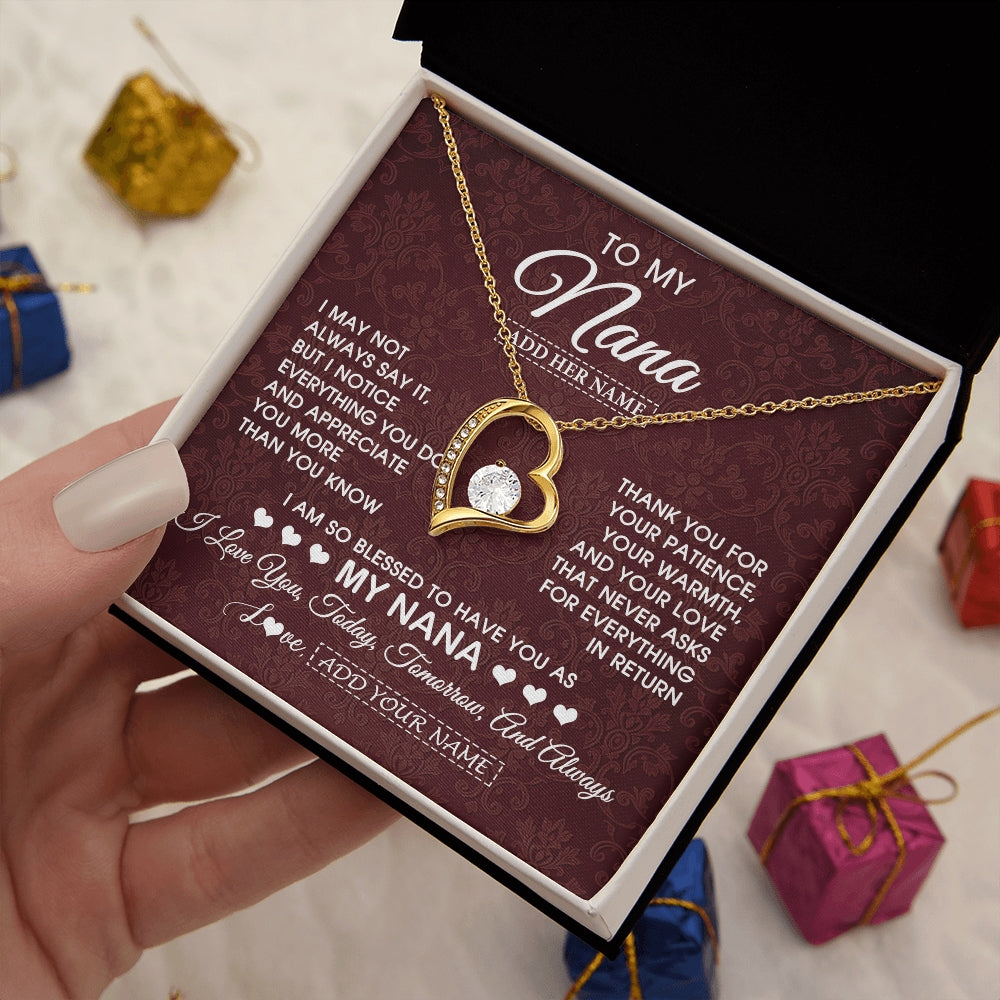 Forever Love Necklace 18K Yellow Gold Finish | 2 | Personalized To My Nana Gifts From Granddaughter Necklace Meaningful Jewelry Pendant Gifts For Nana Mothers Day Birthday Christmas Custom Gift Box Message Card | https://teecentury.