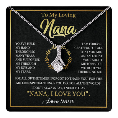 Alluring Beauty Necklace 14K White Gold Finish | 1 | Personalized To My Nana Gifts Necklace From Granddaughter Grandson Grateful Thank You Nana Birthday Mothers Day Christmas Customized Gift Box Message Card | teecentury