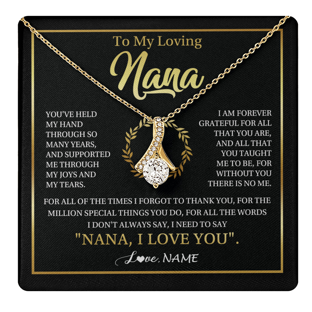 Alluring Beauty Necklace 18K Yellow Gold Finish | 1 | Personalized To My Nana Gifts Necklace From Granddaughter Grandson Grateful Thank You Nana Birthday Mothers Day Christmas Customized Gift Box Message Card | teecentury