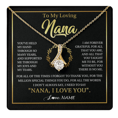 Alluring Beauty Necklace 18K Yellow Gold Finish | 1 | Personalized To My Nana Gifts Necklace From Granddaughter Grandson Grateful Thank You Nana Birthday Mothers Day Christmas Customized Gift Box Message Card | teecentury
