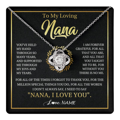 Love Knot Necklace 14K White Gold Finish | 1 | Personalized To My Nana Gifts Necklace From Granddaughter Grandson Grateful Thank You Nana Birthday Mothers Day Christmas Customized Gift Box Message Card | teecentury