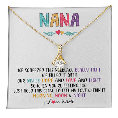 Alluring Beauty Necklace 18K Yellow Gold Finish | 1 | Personalized To My Nana Necklace From Grandkids Granddaughter We Squeezed This Necklace Nana Birthday Mothers Day Christmas Customized Gift Box Message Card | teecentury