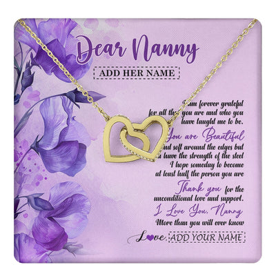 Interlocking Hearts Necklace 18K Yellow Gold Finish | 1 | Personalized To My Nanny Gifts Necklace Flower You Are Beautiful Gifts For Nanny Mothers Day Birthday Thanksgiving Christmas Custom Gift Box Message Card | teecentury.myshopify
