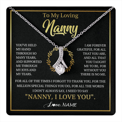 Alluring Beauty Necklace 14K White Gold Finish | 1 | Personalized To My Nanny Gifts Necklace From Granddaughter Grandkids Grateful Thank You Nanny Birthday Mothers Day Christmas Customized Gift Box Message Card | teecentury