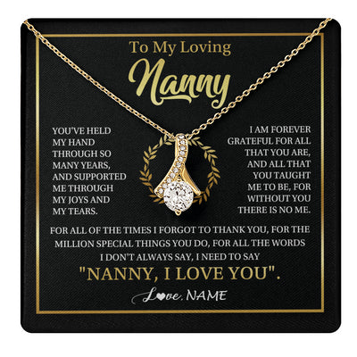 Alluring Beauty Necklace 18K Yellow Gold Finish | 1 | Personalized To My Nanny Gifts Necklace From Granddaughter Grandkids Grateful Thank You Nanny Birthday Mothers Day Christmas Customized Gift Box Message Card | teecentury