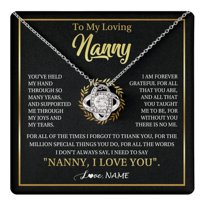 Love Knot Necklace 14K White Gold Finish | 1 | Personalized To My Nanny Gifts Necklace From Granddaughter Grandkids Grateful Thank You Nanny Birthday Mothers Day Christmas Customized Gift Box Message Card | teecentury
