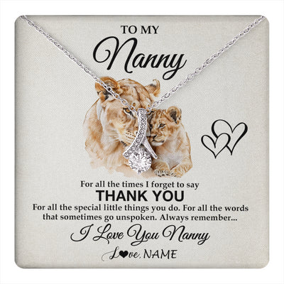 Alluring Beauty Necklace 14K White Gold Finish | 1 | Personalized To My Nanny Necklace From Granddaughter Thank You Lion Nanny Gift For Mothers Day Birthday Gift Christmas For Nanny Gift Box Message Card | teecentury