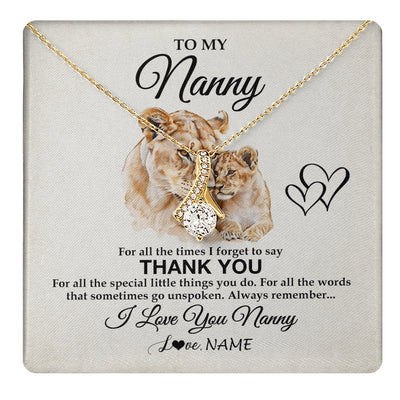 Alluring Beauty Necklace 18K Yellow Gold Finish | 1 | Personalized To My Nanny Necklace From Granddaughter Thank You Lion Nanny Gift For Mothers Day Birthday Gift Christmas For Nanny Gift Box Message Card | teecentury