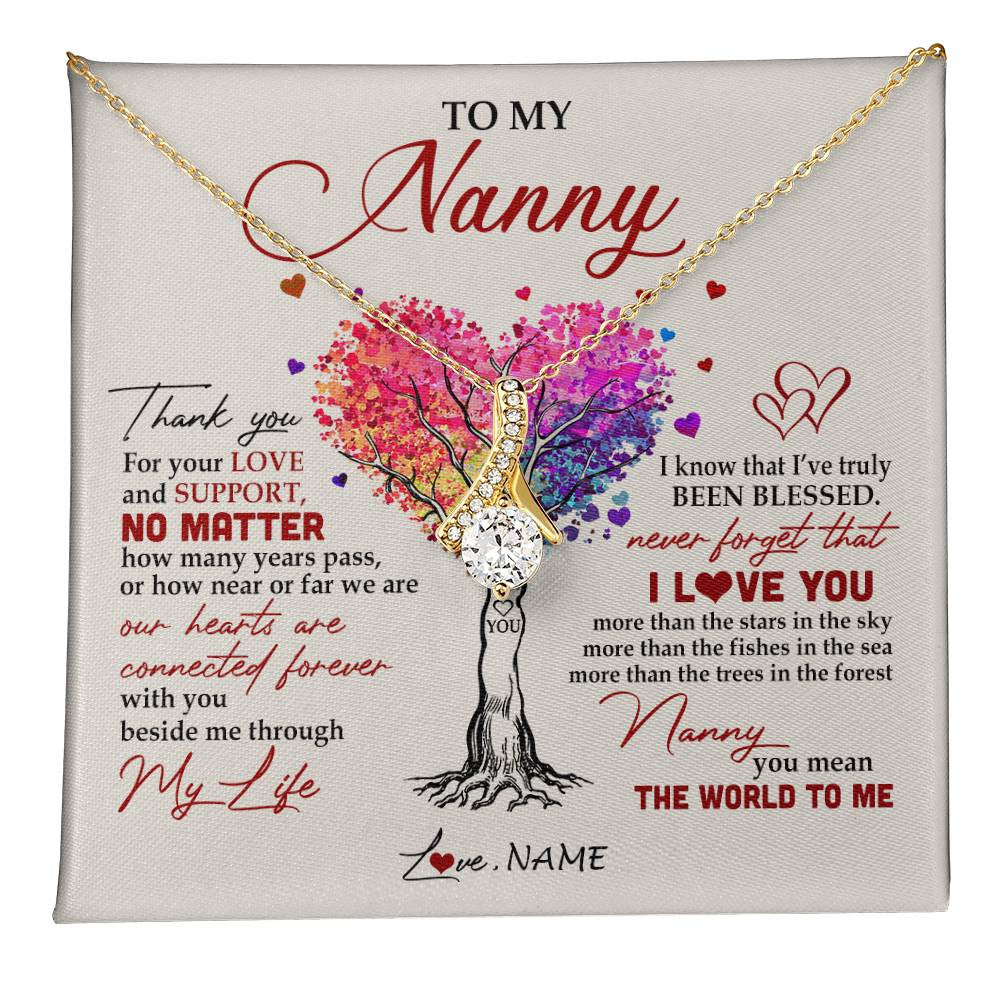 Alluring Beauty Necklace 18K Yellow Gold Finish | 1 | Personalized To My Nanny Necklace From Kids Never Forget That I Love You You Mean The World Nanny Birthday Mothers Day Christmas Customized Gift Box Message Card | teecentury