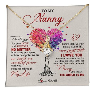 Alluring Beauty Necklace 18K Yellow Gold Finish | 1 | Personalized To My Nanny Necklace From Kids Never Forget That I Love You You Mean The World Nanny Birthday Mothers Day Christmas Customized Gift Box Message Card | teecentury