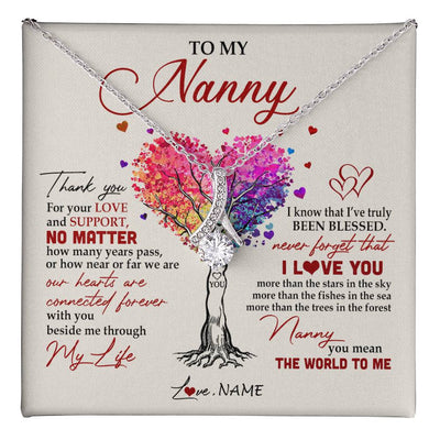 Alluring Beauty Necklace 14K White Gold Finish | 1 | Personalized To My Nanny Necklace From Kids Never Forget That I Love You You Mean The World Nanny Birthday Mothers Day Christmas Customized Gift Box Message Card | teecentury