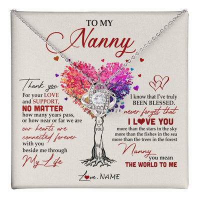 Love Knot Necklace 14K White Gold Finish | 1 | Personalized To My Nanny Necklace From Kids Never Forget That I Love You You Mean The World Nanny Birthday Mothers Day Christmas Customized Gift Box Message Card | teecentury