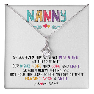 Alluring Beauty Necklace 14K White Gold Finish | 1 | Personalized To My Nanny Necklace From Kids We Squeezed This Necklace Nanny Birthday Mothers Day Christmas Jewelry Pendant Customized Gift Box Message Card | teecentury