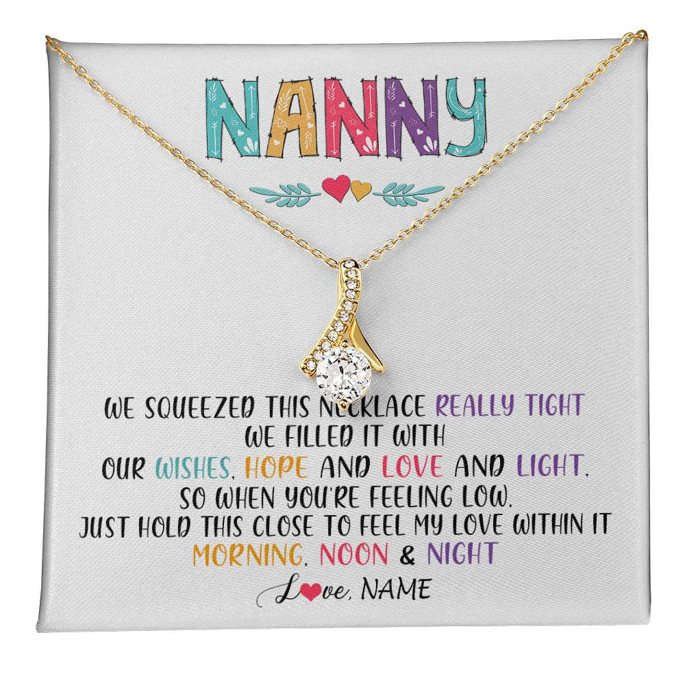 Alluring Beauty Necklace 18K Yellow Gold Finish | 1 | Personalized To My Nanny Necklace From Kids We Squeezed This Necklace Nanny Birthday Mothers Day Christmas Jewelry Pendant Customized Gift Box Message Card | teecentury