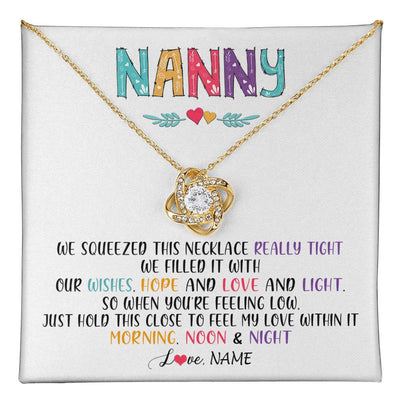 Love Knot Necklace 18K Yellow Gold Finish | 1 | Personalized To My Nanny Necklace From Kids We Squeezed This Necklace Nanny Birthday Mothers Day Christmas Jewelry Pendant Customized Gift Box Message Card | teecentury