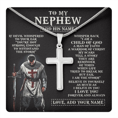 Stainless Cross Necklace Stainless Steel | 1 | Personalized To My Nephew From Uncle Aunt Necklace I Am The Storm Knight Templar Birthday Gifts For Nephew Christian Christmas Custom Gift Box Message Card | https://teecentury.